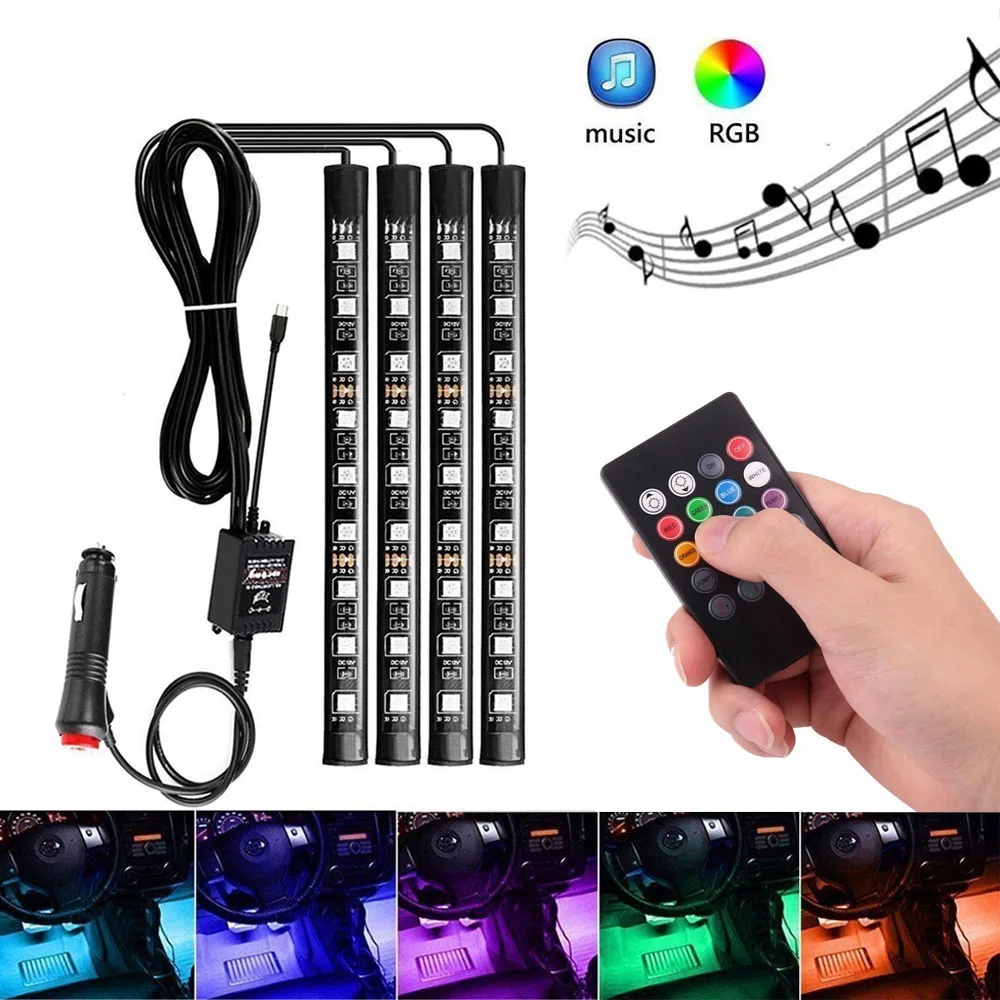 4Pcs/set 36 LED Strip Atmosphere Lamp Car Ambient Light Auto Foot Interior Decor Decoration Lighting with Remote Music Control
4Pcs/set 36 LED Strip Atmosphere Lamp Car Ambient Light Auto Foot Interior Decor Decoration Lighting with Remote Music Control