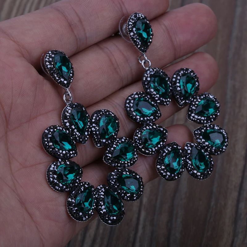KEJIALAI Luxury Handmade Jewelry Dark Green Water Drop Crystal Pave Rhinestone Big Hyperbole Long Drop Dangle Earrings For Women
KEJIALAI Luxury Handmade Jewelry Dark Green Water Drop Crystal Pave Rhinestone Big Hyperbole Long Drop Dangle Earrings For Women