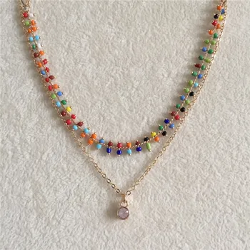 CHIC WOMEN GILR GOLD COLOR PLATING COLORFUL BEAD STRAND LAYERED NECKLACE PEACH STONE PENDANT NECKLACE
CHIC WOMEN GILR GOLD COLOR PLATING COLORFUL BEAD STRAND LAYERED NECKLACE PEACH STONE PENDANT NECKLACE