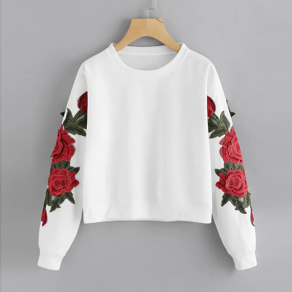 Women Long Sleeve Rose Embroidery Applique Sweatshirt O-Neck Pullover Top Blouse #4
Women Long Sleeve Rose Embroidery Applique Sweatshirt O-Neck Pullover Top Blouse #4
