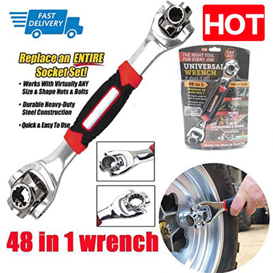 48-in-1 Universal Wrench 360 Degree Rotating Tiger Wrench Tools Socket Works With Spline Bolts Torx Furniture Car Repair Tool
48-in-1 Universal Wrench 360 Degree Rotating Tiger Wrench Tools Socket Works With Spline Bolts Torx Furniture Car Repair Tool
