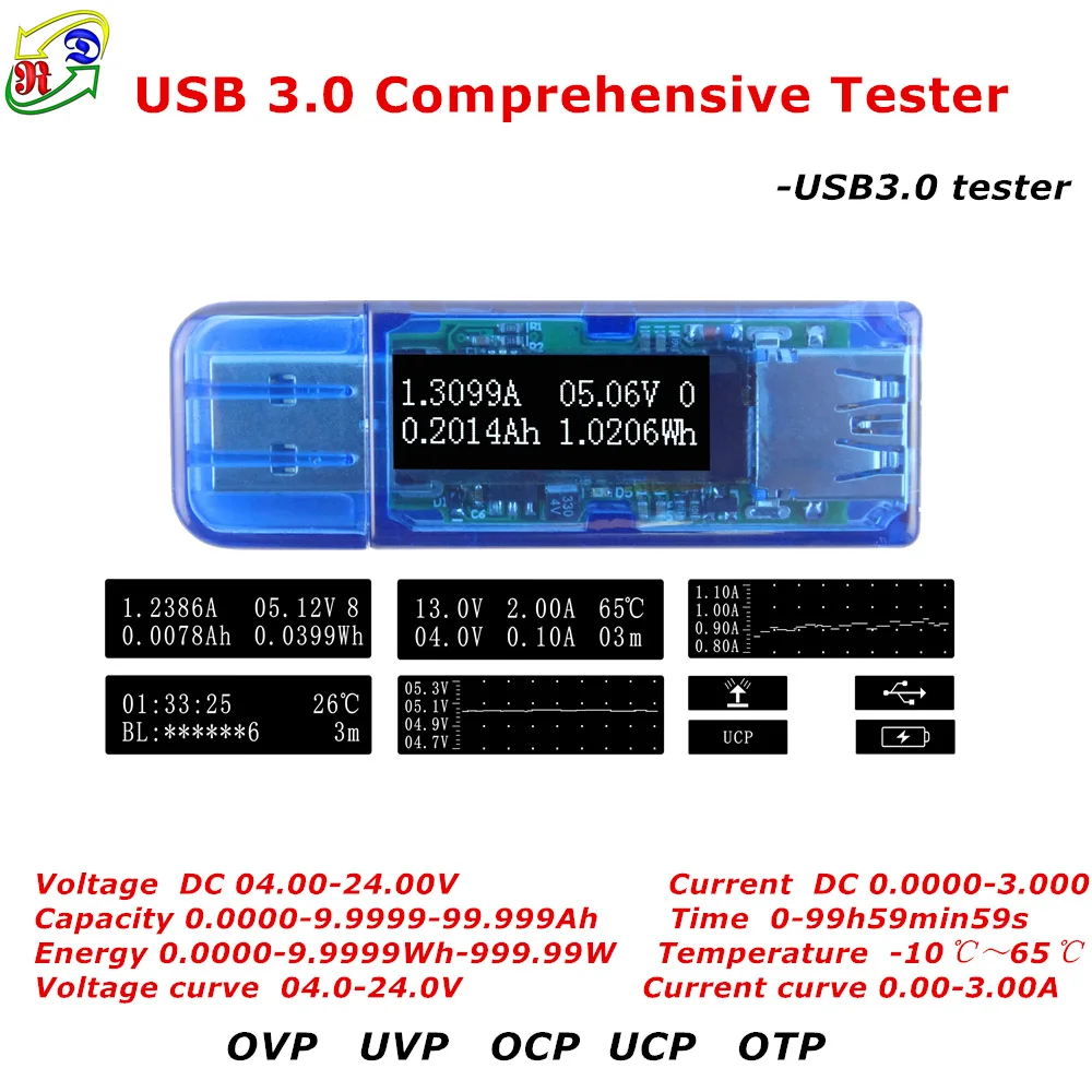 RD USB 3.0 OLED Comprehensive Tester 5 bit current 4 bit voltage meter voltmeter ammeter power capacity for charger power bank
RD USB 3.0 OLED Comprehensive Tester 5 bit current 4 bit voltage meter voltmeter ammeter power capacity for charger power bank