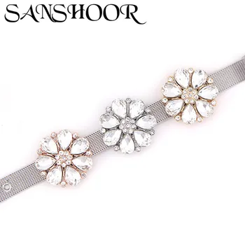SANSHOOR Bracelet Charms Trendy Flower Pattern Fit 10MM Wide Stainless Steel Women Mesh Bracelet For DIY Accessories Making
SANSHOOR Bracelet Charms Trendy Flower Pattern Fit 10MM Wide Stainless Steel Women Mesh Bracelet For DIY Accessories Making