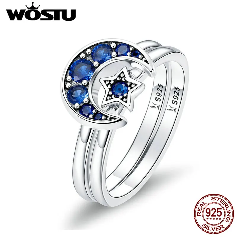WOSTU 925 Sterling Silver Sparkling Sky Moon&Star Engagement Rings For Women Fiancee Zircon Crystal Original Fine Jewelry CQR412
WOSTU 925 Sterling Silver Sparkling Sky Moon&Star Engagement Rings For Women Fiancee Zircon Crystal Original Fine Jewelry CQR412