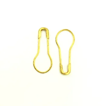 

300Pcs Gold Plated Alloy Coilless Pear Bulb Gourd Calabash Shape Knitting Stitch Marker Hangtag Safety Pins 21x9.5mm