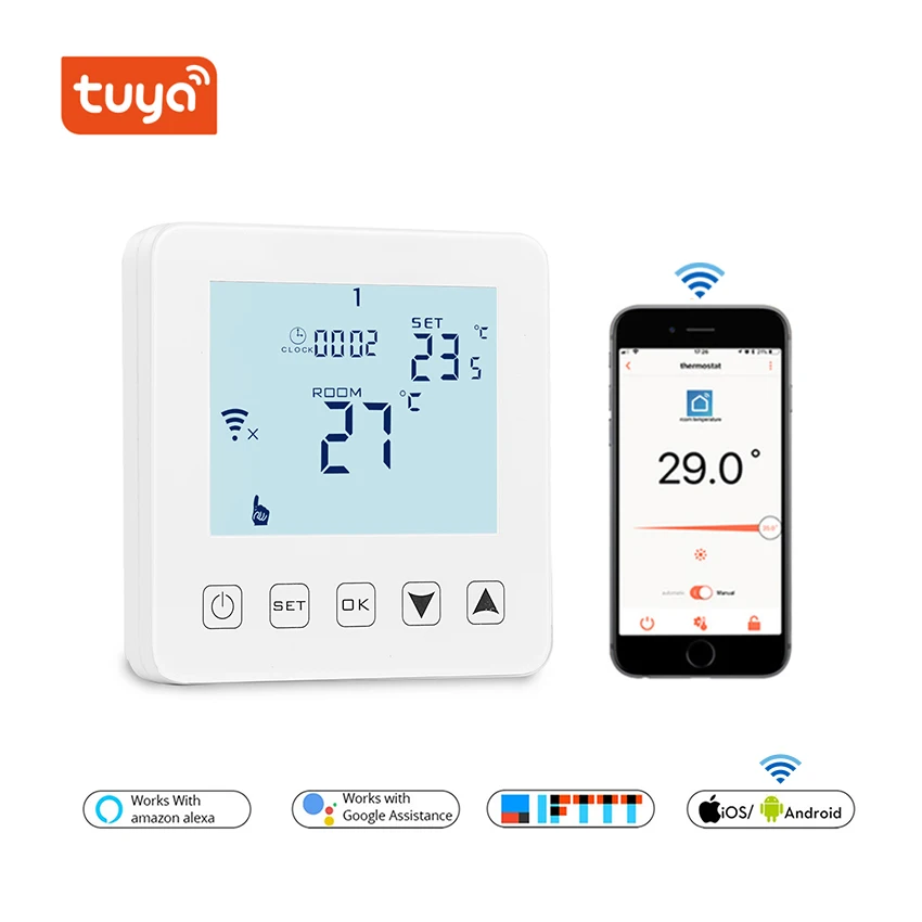 Thermostat WiFi Smart for Electric Floor Heater TUYA Smart Temperature Controller Slimmer Thermostat Programmable With Memory
Thermostat WiFi Smart for Electric Floor Heater TUYA Smart Temperature Controller Slimmer Thermostat Programmable With Memory