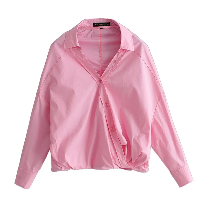 CS387 Women New Chic Turn Down Collar Pink Color Crossed Knot Bottom Batwing Sleeve Blouse
CS387 Women New Chic Turn Down Collar Pink Color Crossed Knot Bottom Batwing Sleeve Blouse