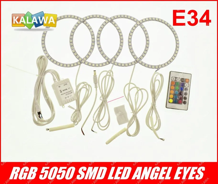 E34 (4*120 мм) 45SMD RGB SMD СВЕТОДИОДНЫЙ ангельские глазки HALO кольца комплект чехол для B.M.W
