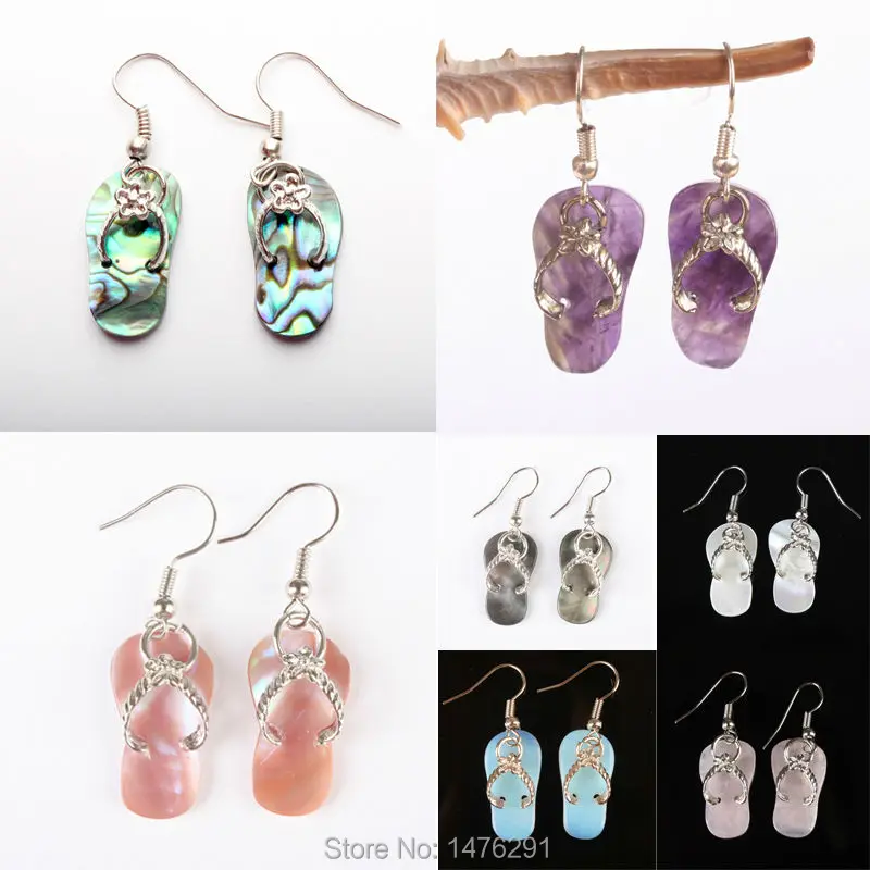 Charm Natural Colorful Abalone shell And Crystal Stone Slippers Shape Dangle Hook Silver Plated Earring 1pair
Charm Natural Colorful Abalone shell And Crystal Stone Slippers Shape Dangle Hook Silver Plated Earring 1pair