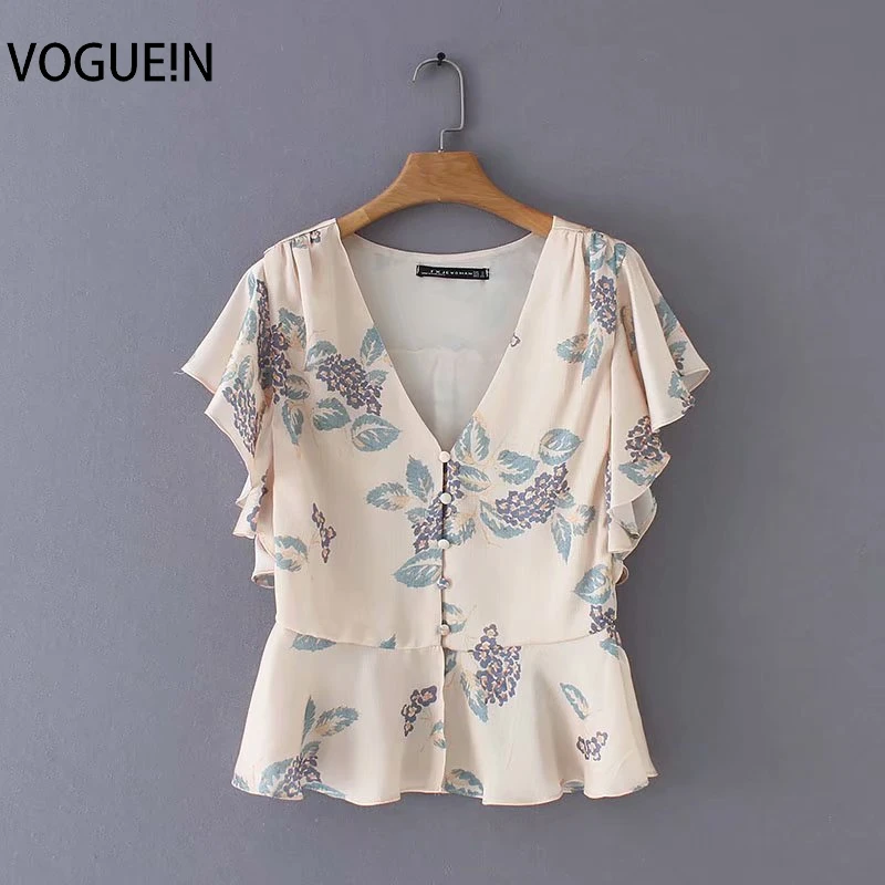 VOGUEIN New Womens Floral Leaf Print Ruffled Short Sleeve V-Neck Top Blouse Shirt Wholesale
VOGUEIN New Womens Floral Leaf Print Ruffled Short Sleeve V-Neck Top Blouse Shirt Wholesale