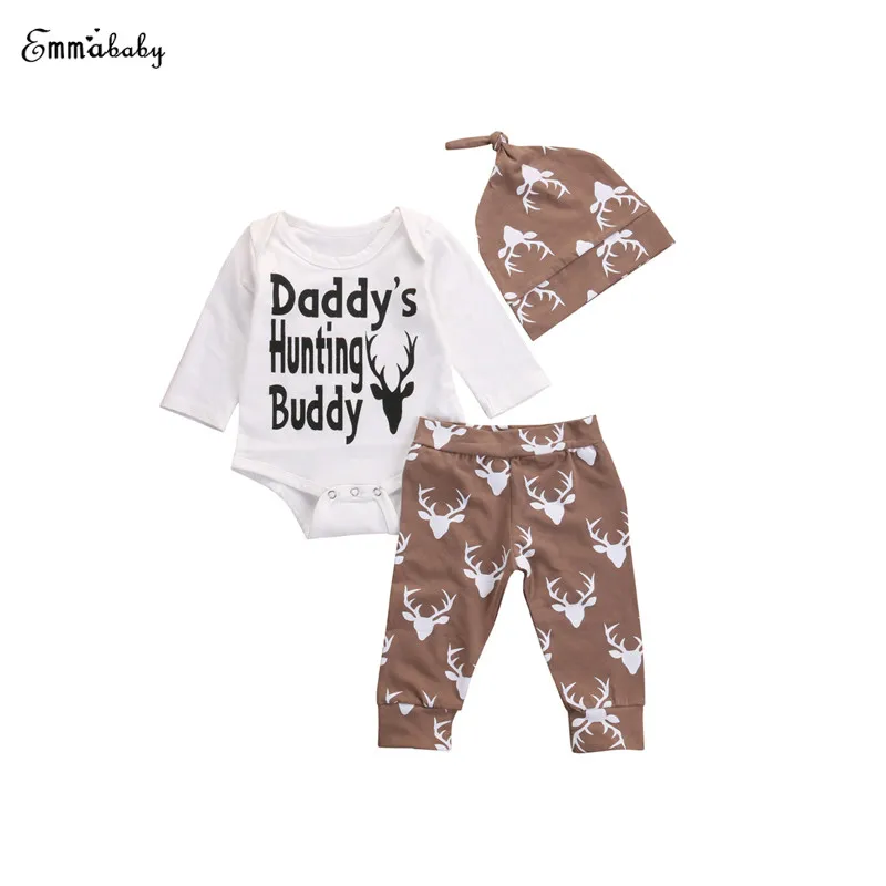 2017 Newborn Baby Boys Casual Long Sleeve O-Neck Letter Romper Tops Print Pant Hat 3PCS Outfit Autumn Sunsuit Kids Clothing Sets
2017 Newborn Baby Boys Casual Long Sleeve O-Neck Letter Romper Tops Print Pant Hat 3PCS Outfit Autumn Sunsuit Kids Clothing Sets