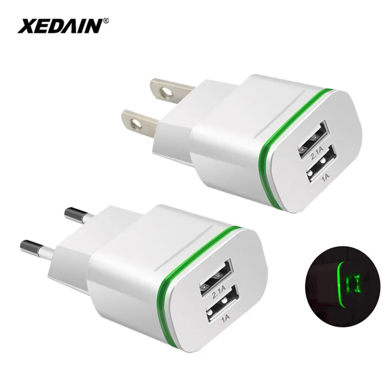 XEDAIN Good EU plug 5V 2A 2 USB Ports Phone Fast Charging Wall Power Adapter LED Light USB Charger Cable For iPhone 5 6 7 8 ipad
XEDAIN Good EU plug 5V 2A 2 USB Ports Phone Fast Charging Wall Power Adapter LED Light USB Charger Cable For iPhone 5 6 7 8 ipad