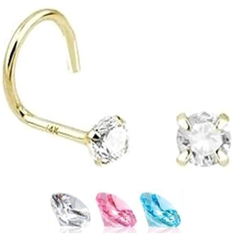 Showlove 3Pcs Mixed Gem Gold Prong Set Zircon Nose Screw Rings Piercing Nose Stud Body Jewelry 20g
Showlove 3Pcs Mixed Gem Gold Prong Set Zircon Nose Screw Rings Piercing Nose Stud Body Jewelry 20g