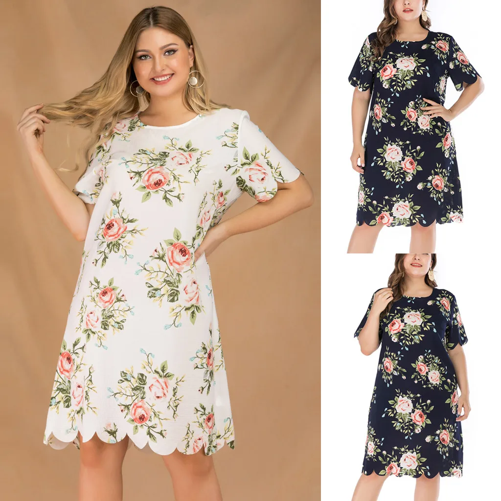 Summer New Womens Fashion Casual Plus Size Foral Print Short Sleeve O-Neck Mini Daily Ladies Dress Wholesale Free Ship Z4
Summer New Womens Fashion Casual Plus Size Foral Print Short Sleeve O-Neck Mini Daily Ladies Dress Wholesale Free Ship Z4