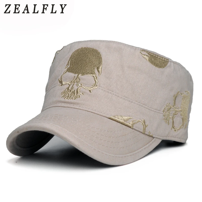 Embroidery Skull Logo Flat Cap Men'S Outdoor Sports Baseball Cap 100% Cotton Vintage Flat Top Fitted Hats Women Brand Bone
Embroidery Skull Logo Flat Cap Men'S Outdoor Sports Baseball Cap 100% Cotton Vintage Flat Top Fitted Hats Women Brand Bone