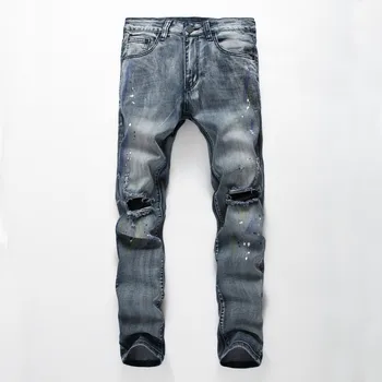 Printed Hole Mens Designer Jeans Pants Casual Ripped Denim Pants Straight Slim Fit Mens Clothing Plus Size
Printed Hole Mens Designer Jeans Pants Casual Ripped Denim Pants Straight Slim Fit Mens Clothing Plus Size