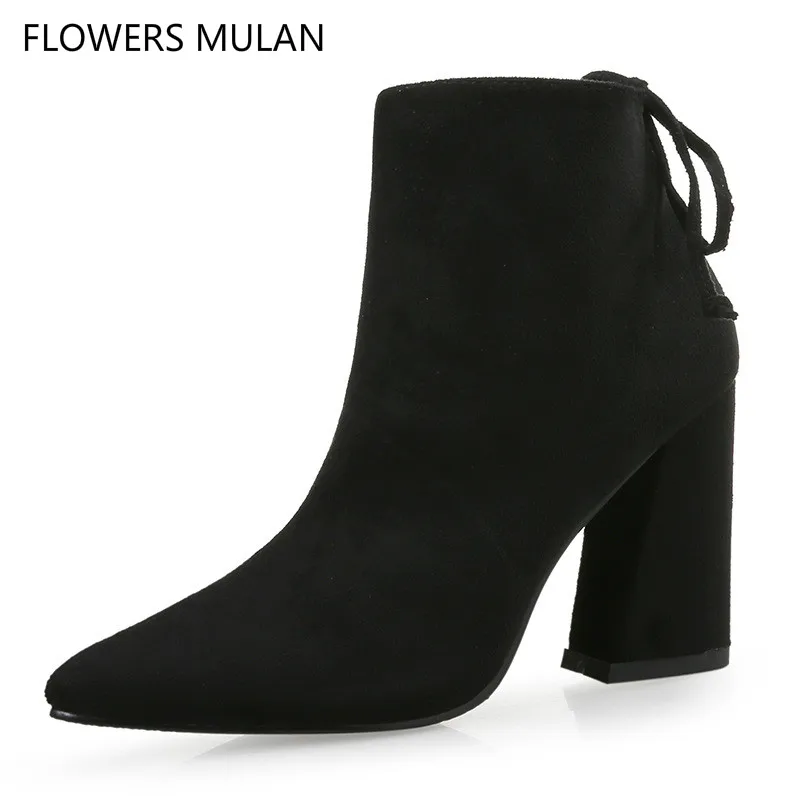 Fashion New Spring Autumn Winter Suede Upper Velvet Lining Nude Boots Woman Elegant Pointed Toe High Chunky Heel Ankle Shoes
Fashion New Spring Autumn Winter Suede Upper Velvet Lining Nude Boots Woman Elegant Pointed Toe High Chunky Heel Ankle Shoes