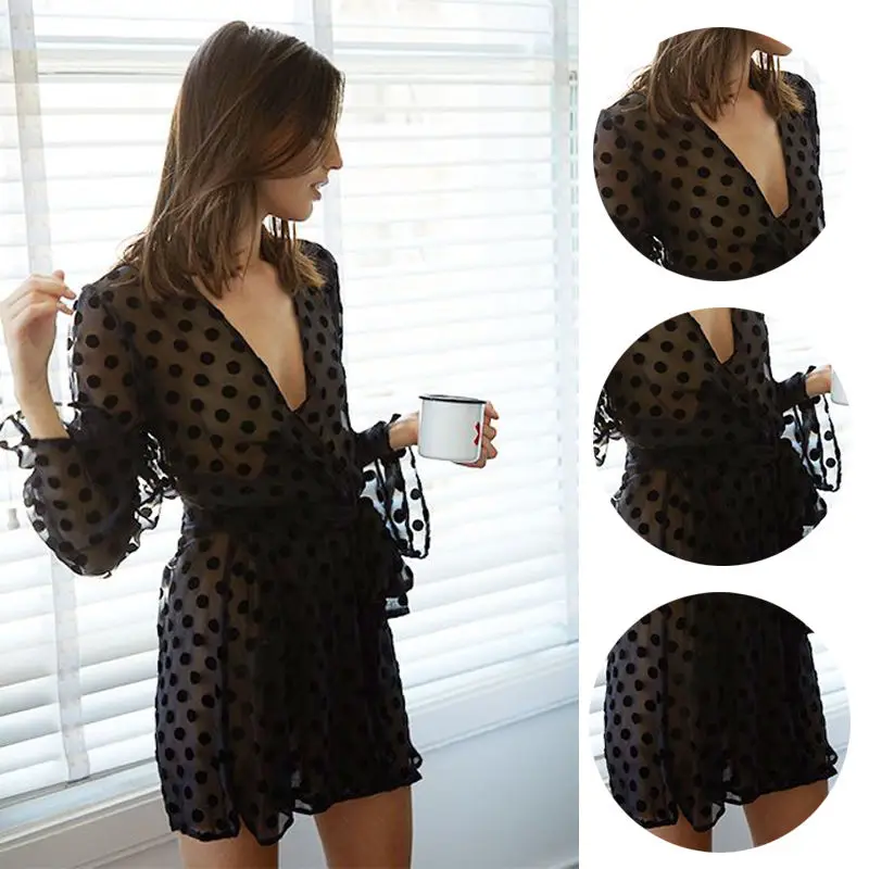 2019 Sexy Women's Beachwear Beach Cover-Ups Lingerie Lace Floral Beach Dress Black Dot Print Transparent Women Beach Clothes
2019 Sexy Women's Beachwear Beach Cover-Ups Lingerie Lace Floral Beach Dress Black Dot Print Transparent Women Beach Clothes