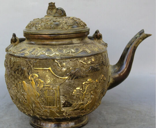B0601 505 9" Chinese palace Bronze Gild Beast plum blossom Tree house Wine Tea Pot Flagon statue
B0601 505 9" Chinese palace Bronze Gild Beast plum blossom Tree house Wine Tea Pot Flagon statue