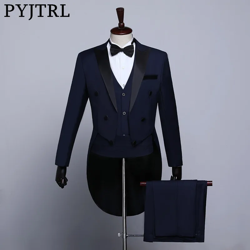 PYJTRL Male Classic Black White Navy Blue Tailcoat Tuxedo Wedding Grooms Suits For Men Party Prom Banquet Stage Singers Costume
PYJTRL Male Classic Black White Navy Blue Tailcoat Tuxedo Wedding Grooms Suits For Men Party Prom Banquet Stage Singers Costume