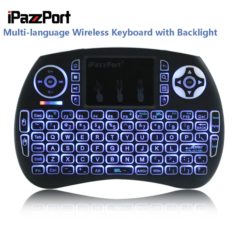 IPazzPort 21 S 2 4 ГГц Беспроводная клавиатура мини usb функция подсветки с тачпадом