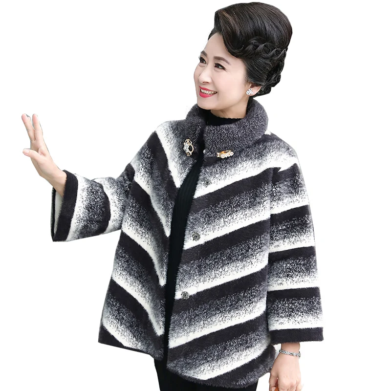 ladies long sleeve warm woman wool coats Fashion Striped Elegant Mid-aged mother in autumn and winter female Outwear NW1147
ladies long sleeve warm woman wool coats Fashion Striped Elegant Mid-aged mother in autumn and winter female Outwear NW1147
