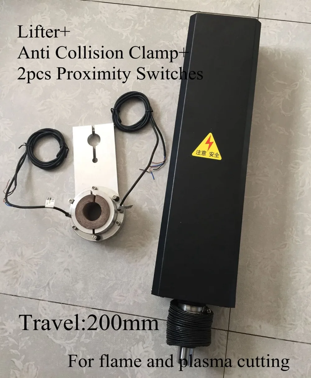 

24VDC 200mm working stroke 1250mm/min CNC Flame Plasma Cutting Lifter Z axis +Anti Collision Clamp+2pcs Proximity Switches