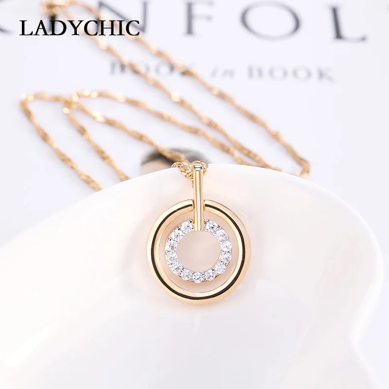 LADYCHIC High Quality AAA Cubic Zirconia Pendant Necklaces for Women Trendy Gold Color Double Circle Crystal Necklace LN1045
LADYCHIC High Quality AAA Cubic Zirconia Pendant Necklaces for Women Trendy Gold Color Double Circle Crystal Necklace LN1045