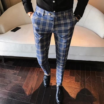 Men Dress Pant Blue laid Business Casual Slim Fit Pantalon A Carreau Homme Classic Vintage Check Suit Trousers Wedding Pants
Men Dress Pant Blue laid Business Casual Slim Fit Pantalon A Carreau Homme Classic Vintage Check Suit Trousers Wedding Pants