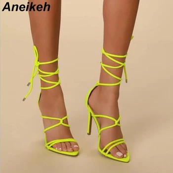Aneikeh 2019 Rome Flock Sandals Women Thin Belt Lace-Up Thin High Heels Cover Heel Pointed Toe Office Dress Pumps Lady Shoes
Aneikeh 2019 Rome Flock Sandals Women Thin Belt Lace-Up Thin High Heels Cover Heel Pointed Toe Office Dress Pumps Lady Shoes