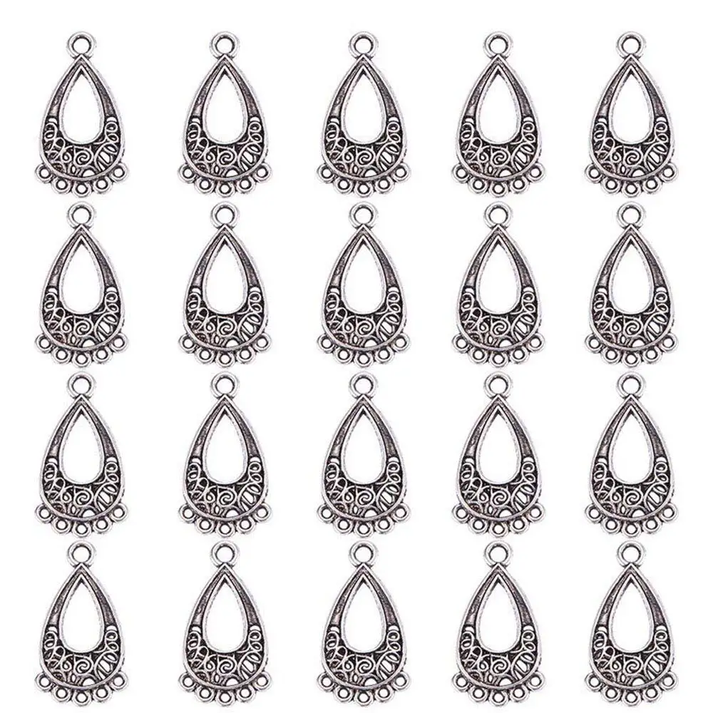 

Pandahall 20pcs Tibetan Style Drop Shape Antique Silver Chandelier Component Links for Necklace Earrings DIY Jewelry Making