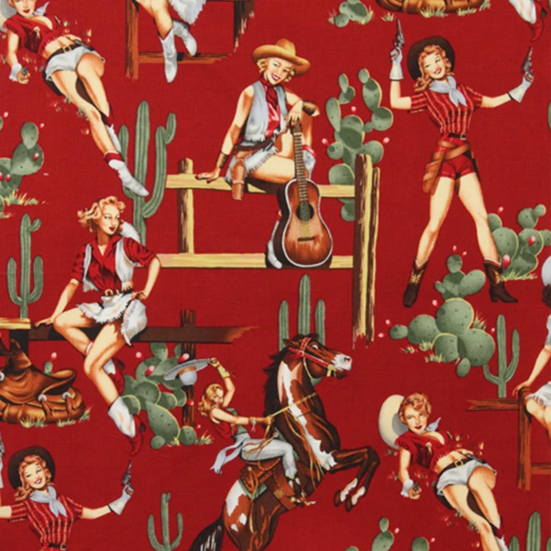 Pinup rockabilly retro old fashion girl guitar horse twill printed poplin western craft Patchwork Cotton Fabric tissus(0.5meter)
Pinup rockabilly retro old fashion girl guitar horse twill printed poplin western craft Patchwork Cotton Fabric tissus(0.5meter)