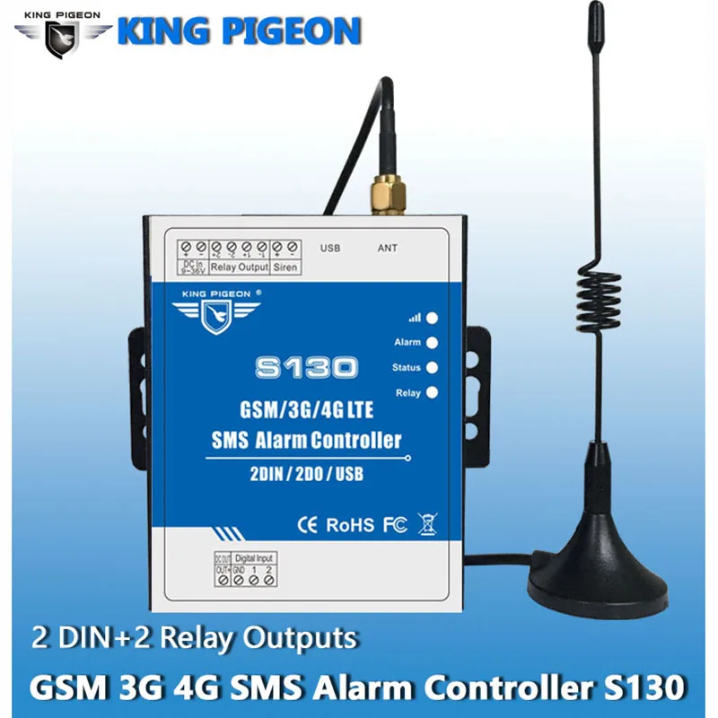 King Pigeon GSM 3G 4G SMS Remote Controller Alarm System 2 DIN 2 DOUT RTU Controller For Automation Monitoring System S130
King Pigeon GSM 3G 4G SMS Remote Controller Alarm System 2 DIN 2 DOUT RTU Controller For Automation Monitoring System S130