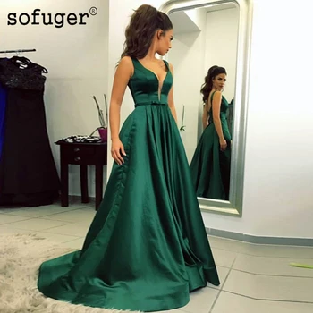 Green Satin Simple Evening Dress V Neck Long Prom Dresses Backless Party Dress Vestidos De Festa
Green Satin Simple Evening Dress V Neck Long Prom Dresses Backless Party Dress Vestidos De Festa