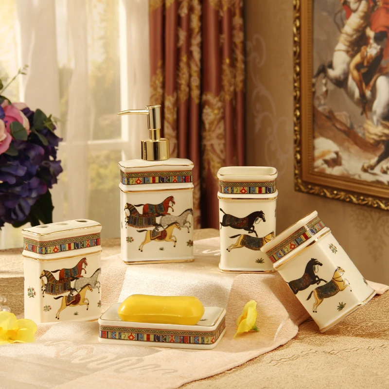 Bathroom decor Five-piece set Lotion dispenser/Toothbrush holder/Toothbrush cups/Soap dish The bathroom Bathroom Products
Bathroom decor Five-piece set Lotion dispenser/Toothbrush holder/Toothbrush cups/Soap dish The bathroom Bathroom Products