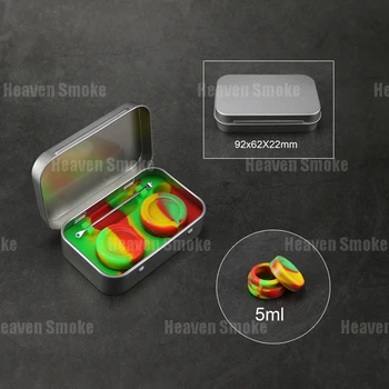 1set * Tin Box 2*5ml Silicone Wax Oil Container 4 in 1 kit Non Stick Dab BHO Concentrate Jars with Titanium Dab Tool
1set * Tin Box 2*5ml Silicone Wax Oil Container 4 in 1 kit Non Stick Dab BHO Concentrate Jars with Titanium Dab Tool