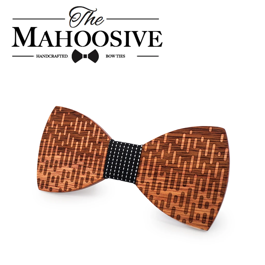 MAHOOSIVE Wood Bow Tie Wedding Decoration High Quality Handmade Wooden Bow Ties with Case Free Ultra-light Fashion 14