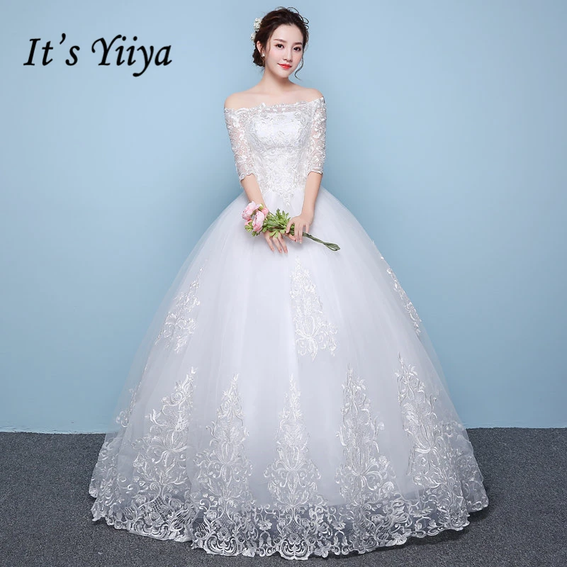 It's YiiYa Off White Boat Neck Half Sleeve Fashion Wedding Gowns Hiqh Quality Floor Length Embroidery Simple Wedding Frock HS270
It's YiiYa Off White Boat Neck Half Sleeve Fashion Wedding Gowns Hiqh Quality Floor Length Embroidery Simple Wedding Frock HS270