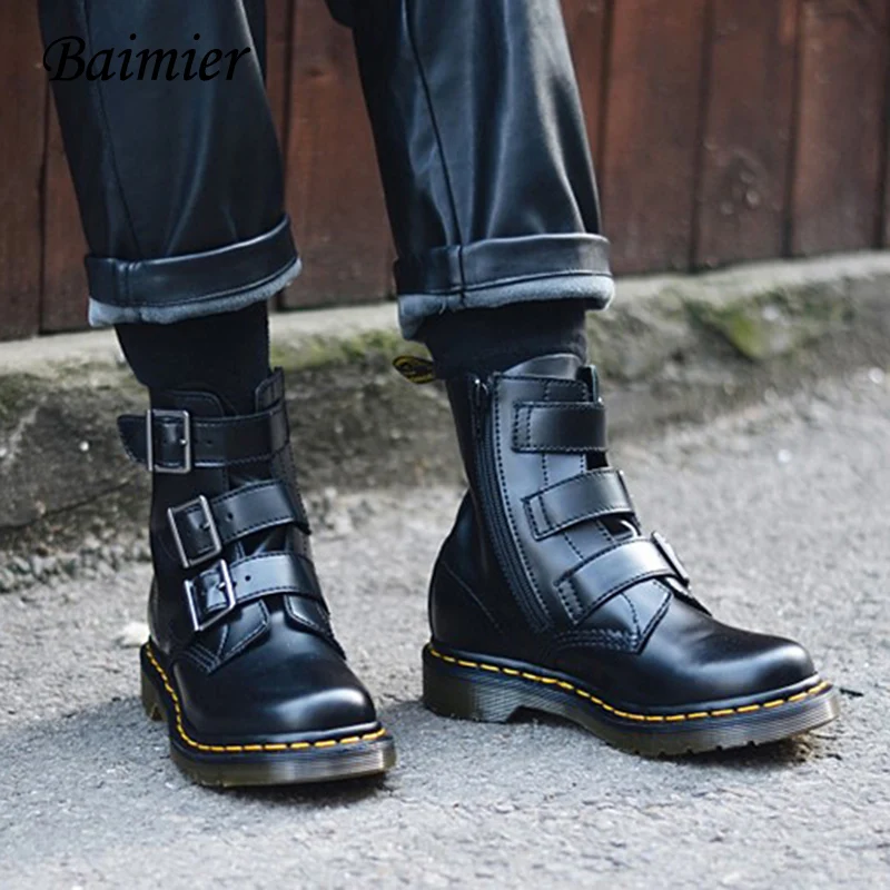 Baimier black Martin Boots Ankle Boots Women Three-layer metal buckle strap women boots 2019 Winter Motorcycle boots women shoes
Baimier black Martin Boots Ankle Boots Women Three-layer metal buckle strap women boots 2019 Winter Motorcycle boots women shoes