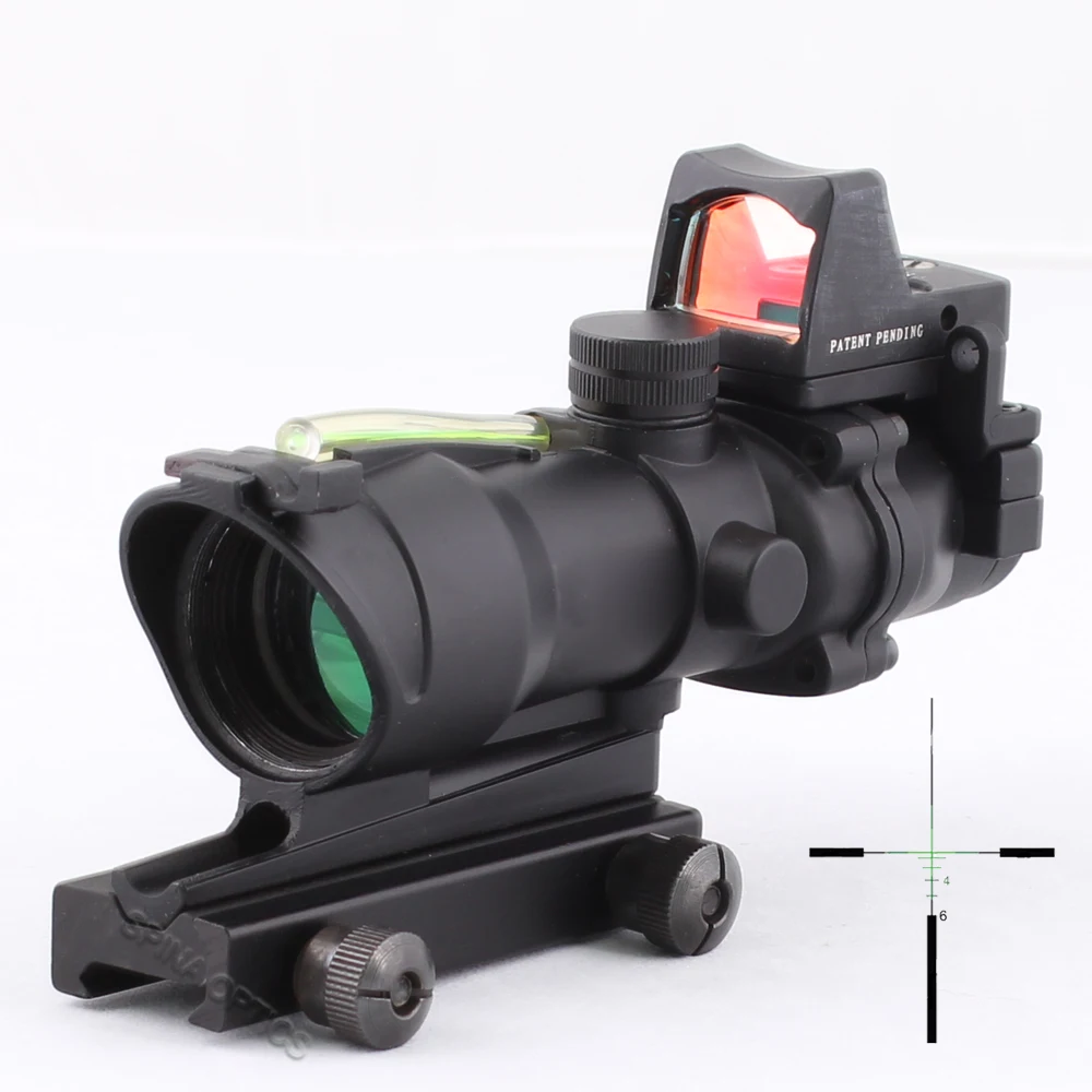 ACOG 4x32 Green Fiber Source Real Fiber Scope with RMR Micro Red Dot Sight Marked Version Black
ACOG 4x32 Green Fiber Source Real Fiber Scope with RMR Micro Red Dot Sight Marked Version Black