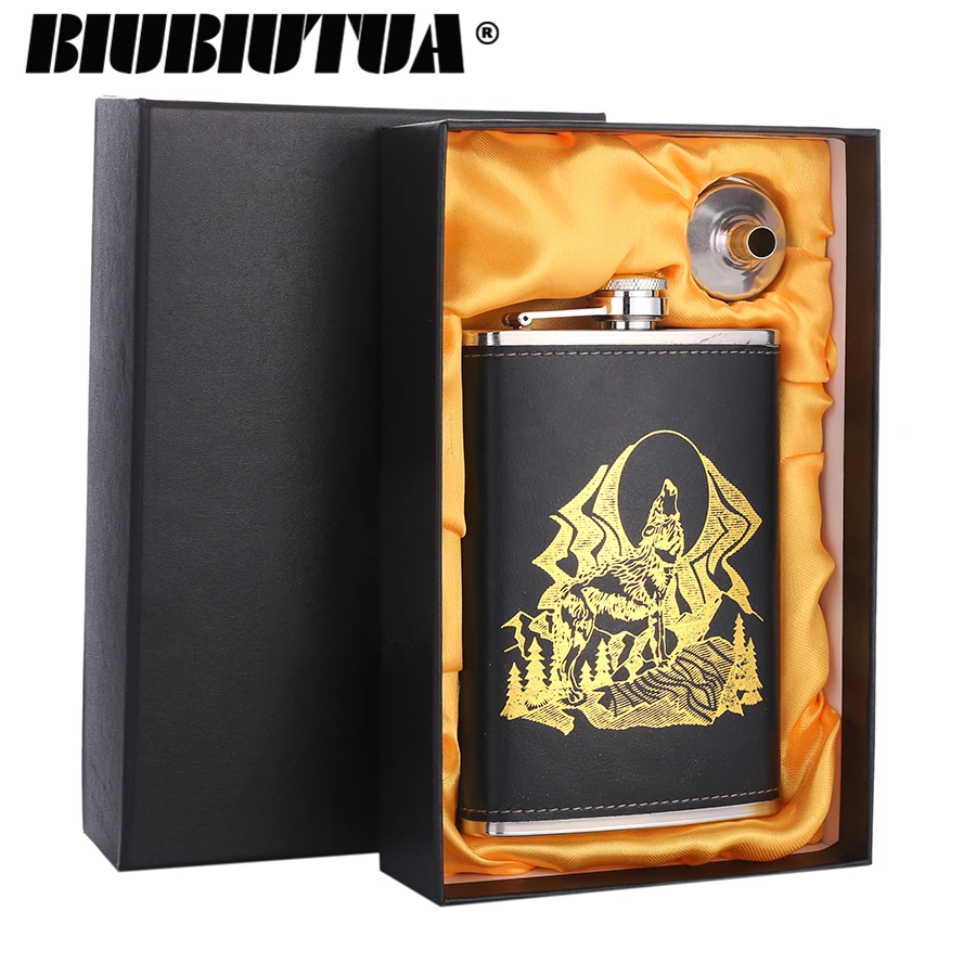 BIUBIUTUA 9oz Wolf And Forest Pattern Mini Alcohol Flask Leather Outdoor Sports Dedicated Stainless Steel Hip Flask Set
BIUBIUTUA 9oz Wolf And Forest Pattern Mini Alcohol Flask Leather Outdoor Sports Dedicated Stainless Steel Hip Flask Set