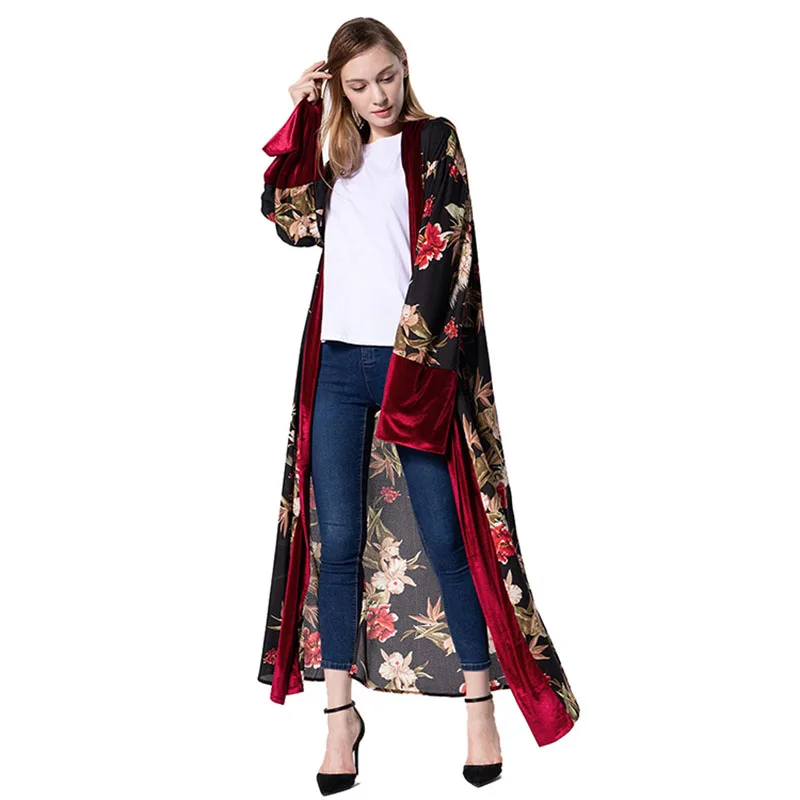 Muslim Dress Abaya Dubai Women Velvet Red Printed Floral Cardigan Kimono Arabic Islam Plus Size robe arabe
Muslim Dress Abaya Dubai Women Velvet Red Printed Floral Cardigan Kimono Arabic Islam Plus Size robe arabe