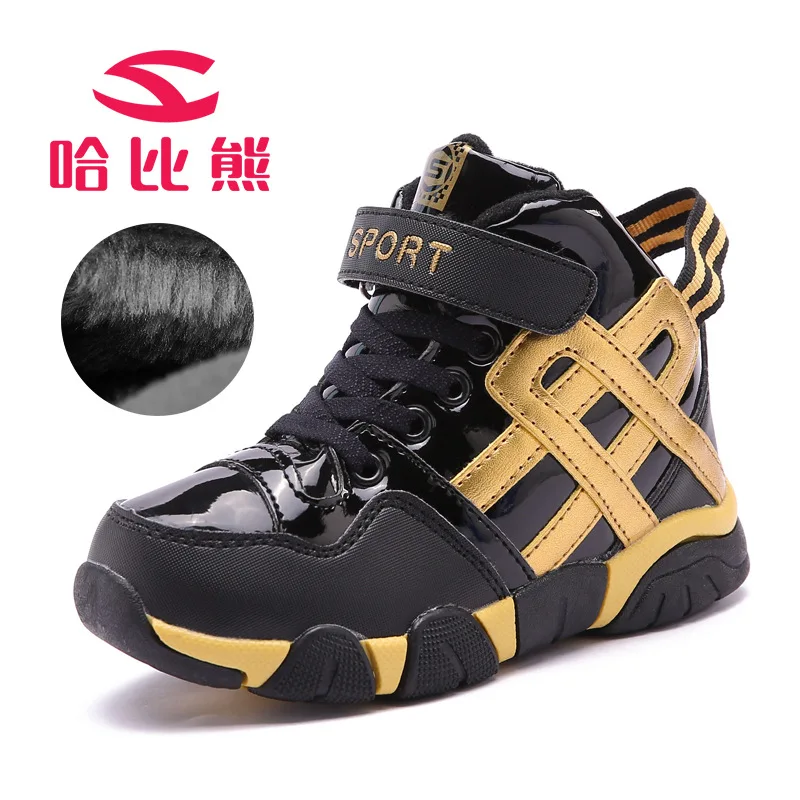 Image 2017 Backetball Shoes Kids Waterproof Winter Sport Shoes Boys Plush Nonslip Girls Trainers Child Ankel Protection AAAQuality