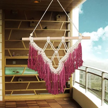 Hanging Ornament Bohemian Macrame Home Tapestry Wall Hanging Decor Cotton Woven Hollow Out Decorative Wall Art Red
Hanging Ornament Bohemian Macrame Home Tapestry Wall Hanging Decor Cotton Woven Hollow Out Decorative Wall Art Red