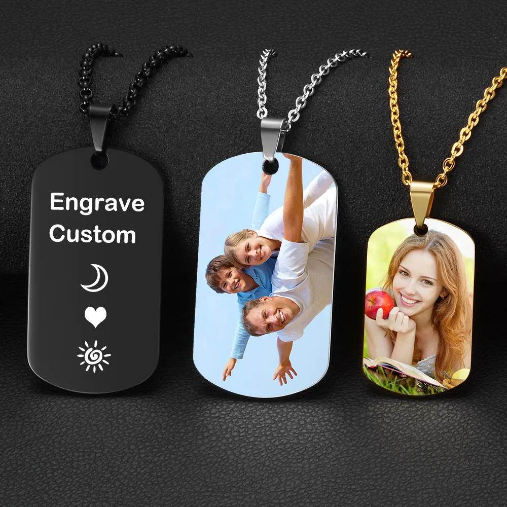 Customized Necklace Front Engraved Full Color UV Photo Back Engraved Name Dog Tag Pendant Necklace for Men & Women Gift Bijoux
Customized Necklace Front Engraved Full Color UV Photo Back Engraved Name Dog Tag Pendant Necklace for Men & Women Gift Bijoux