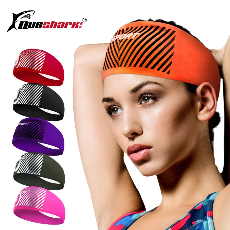 

Queshark Elastic Cycling Headbands Sport Sweatband Riding Yoga Hair Bands Sports Women Men Safety Bandanas Headwear