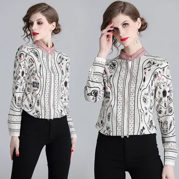 Spring New Women Vintage Blouse Shirts Standing Collar Printed Floral Shirt Tops Long Sleeve Blouses Feminino High Quality NO924
Spring New Women Vintage Blouse Shirts Standing Collar Printed Floral Shirt Tops Long Sleeve Blouses Feminino High Quality NO924