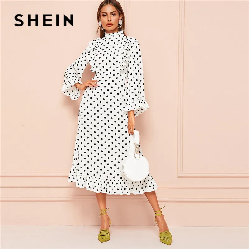 SHEIN Mock-Neck Ruffle Hem Polka-Dot Long Sleeve Dress Women Elegant Stand Collar High Waist White Dress Ladies Maxi Dress
SHEIN Mock-Neck Ruffle Hem Polka-Dot Long Sleeve Dress Women Elegant Stand Collar High Waist White Dress Ladies Maxi Dress