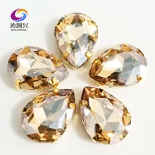 תחתון זהב אלוף DR זכוכית AAA באיכות גבוהה צורת קריסטל לתפור על אבני חן טופר, Diy/ביגוד SWSG05(China)