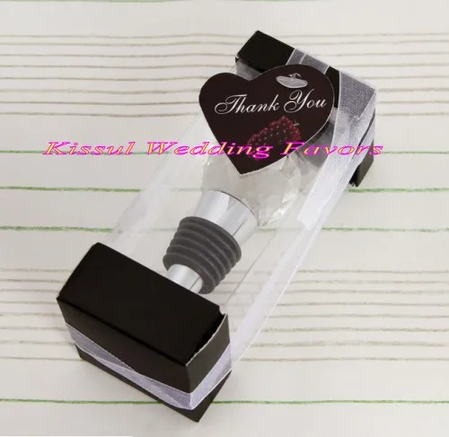 

(10 Pcs/lot) Wedding gift favors of Crystal Ball Bottle Wine Stopper Vineyard Collection For Chrome Bridal showers Party favors